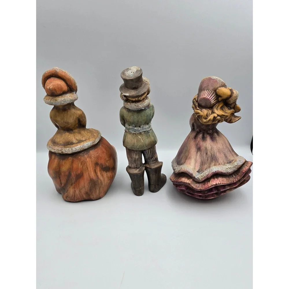 Vintage Christmas Carolers Figurine‎ Set 3pc Multicolor Victorian Decor mold